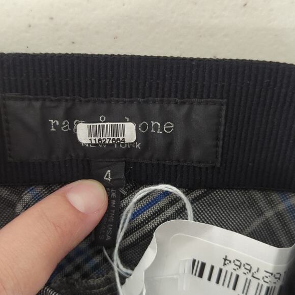 Rag & bone Simone Pant - Black gray blue Check sz4 plaid printed slim leg - Picture 3 of 5